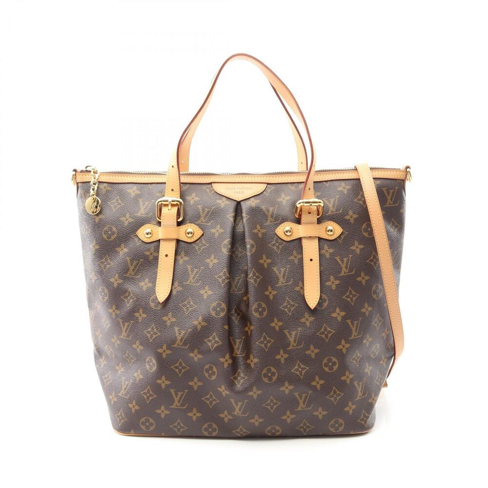 Louis Vuitton Monogram Palermo Canvas Bag Brown Leather Shoulder - Picture 2 of 10